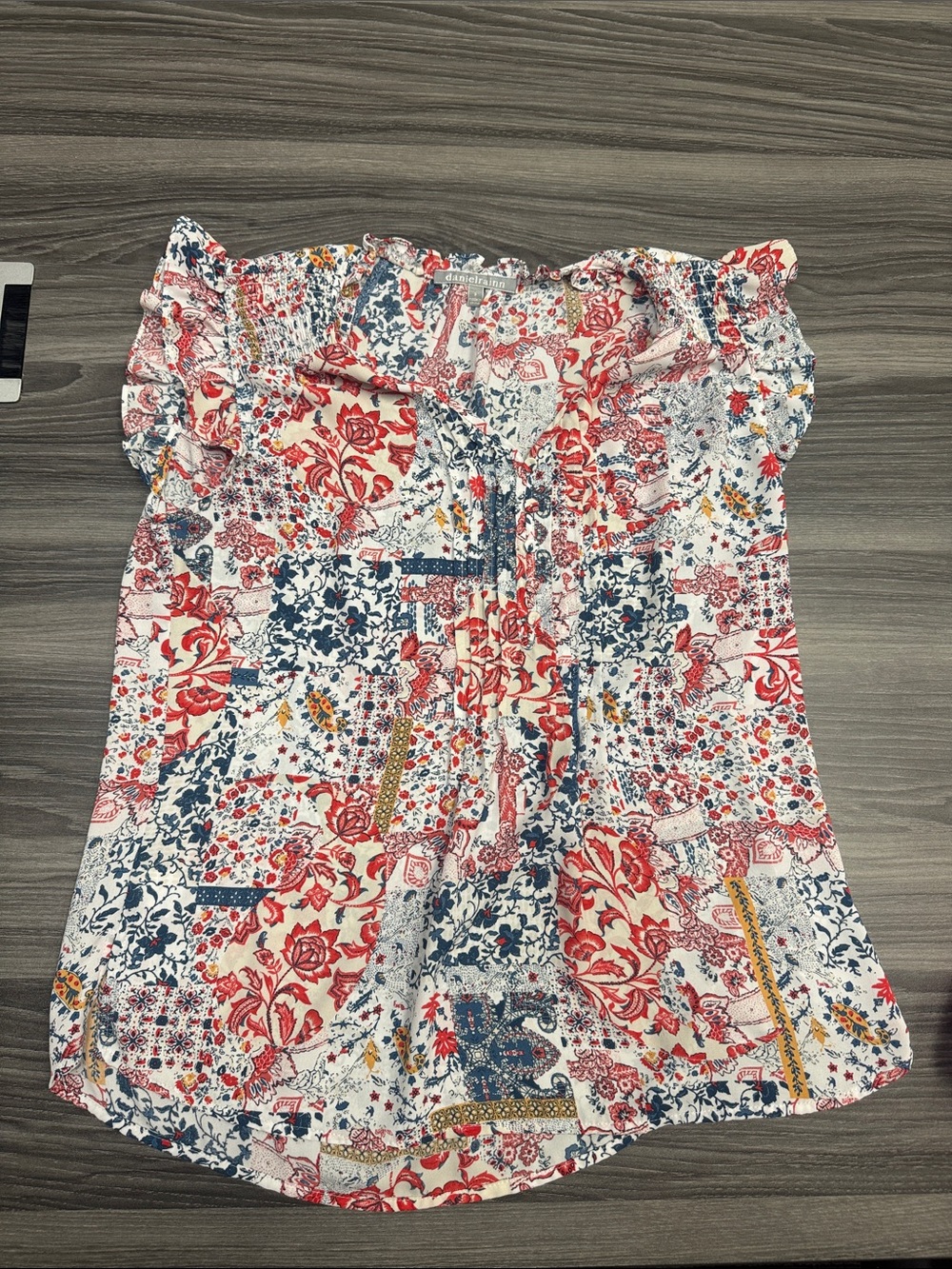 Daniel Rainn Mixed Floral Patchwork Shorts - Red, Blue, Cream